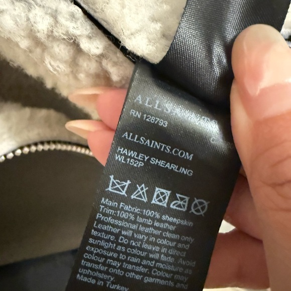 Black and Cream Shearling Leather Jacket - Picture 6 of 9